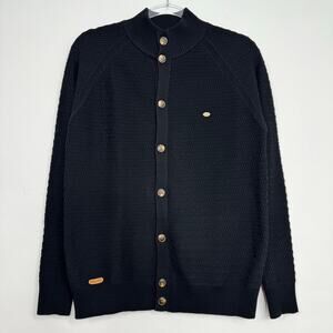 Aiopeson Textured Cardigan Black Sweater Grandpa Academia Preppy Size S